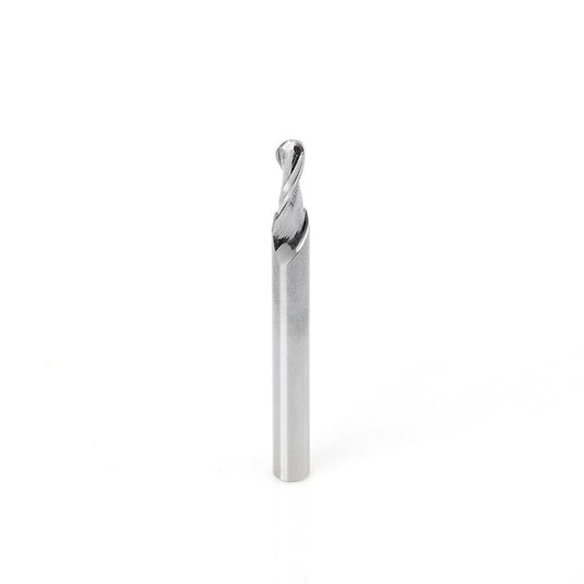 AMANA 46424 Solid Carbide Up-Cut Spiral Ball Nose 3/32 Radius x 3/16 Dia x 1/2 x 1/4 Shank x 2-1/2 Inch Long x 2 Flute Router Bit