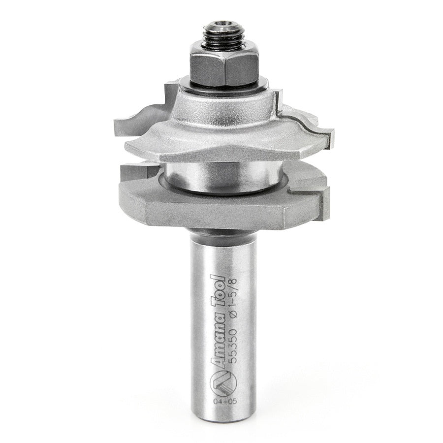 AMANA 55350 55350 Carbide Tipped Ogee Reversible Stile and Rail Assembly 1-5/8 Dia x 11/16 x 1/2 Inch Shank