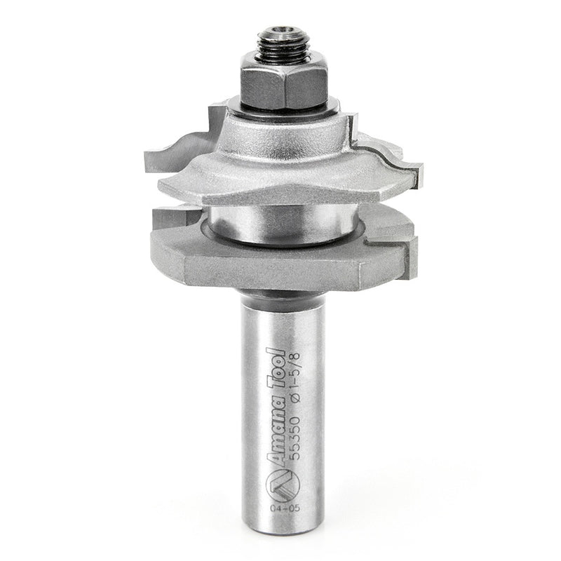AMANA 55350 55350 Carbide Tipped Ogee Reversible Stile and Rail Assembly 1-5/8 Dia x 11/16 x 1/2 Inch Shank