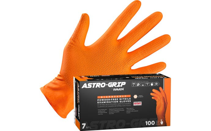 SAS SAFETY 66473 Astro-Grip® Powder-Free Exam Grade Nitrile Disposable Gloves - 7 Mil - 100PK - L