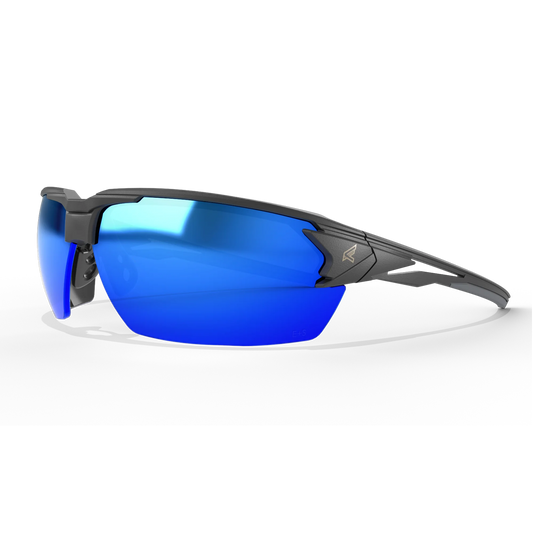 EDGE EYEWEAR XPAP418 PUMORI - MATTE BLACK FRAME/AQUA PRECISION BLUE MIRROR LENSES