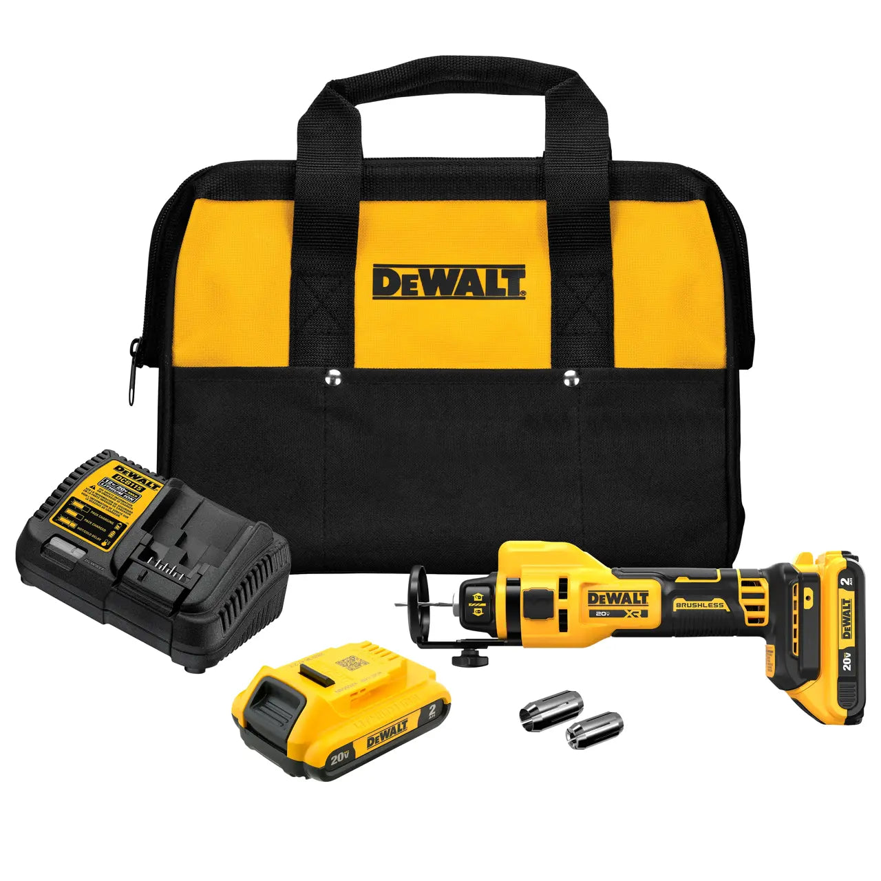 DEWALT DCE555D2 20V MAX* XR® Brushless Drywall Cut-Out Tool Kit