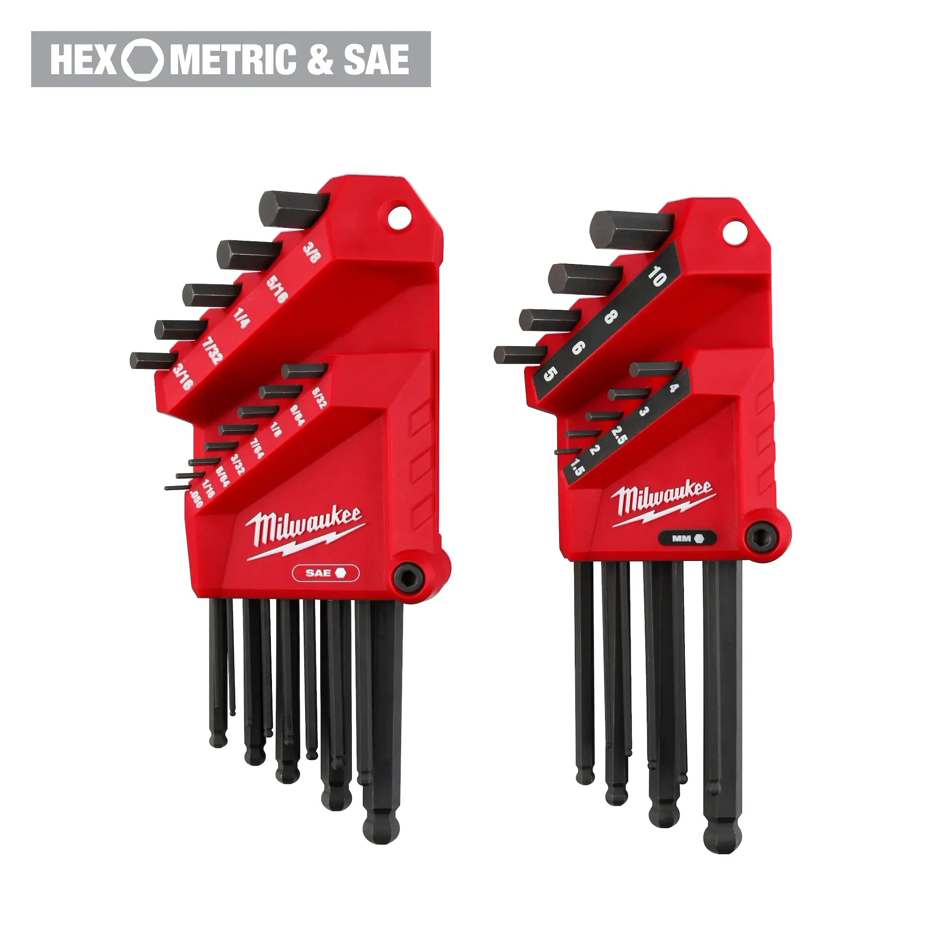 MILWAUKEE 48-22-2187 22-Key Ball End L-Style Hex Key Set - SAE/Metric