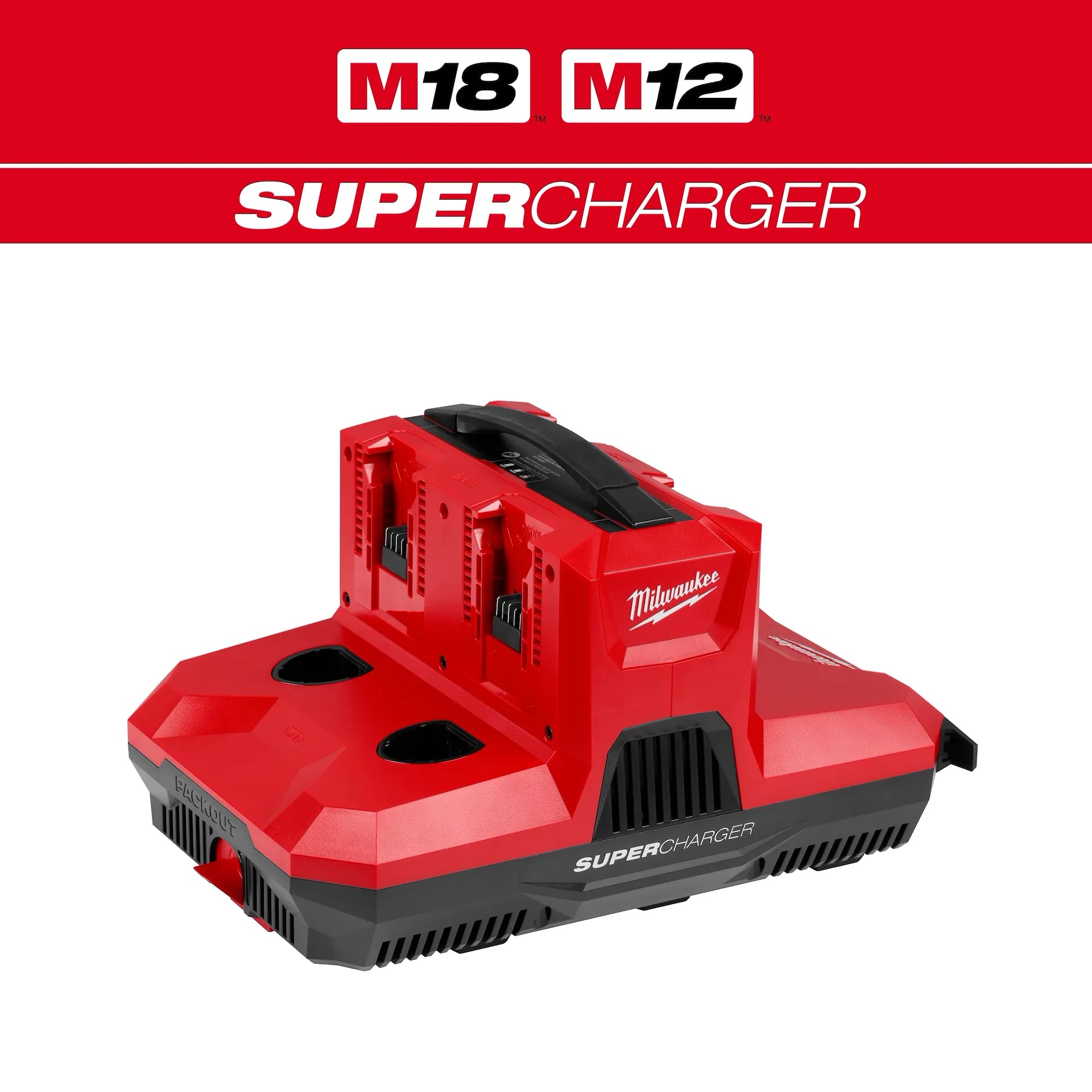 MILWAUKEE 48-59-1818 M18™ & M12™ Four Bay Simultaneous Super Charger w/ PACKOUT™ Compatibility