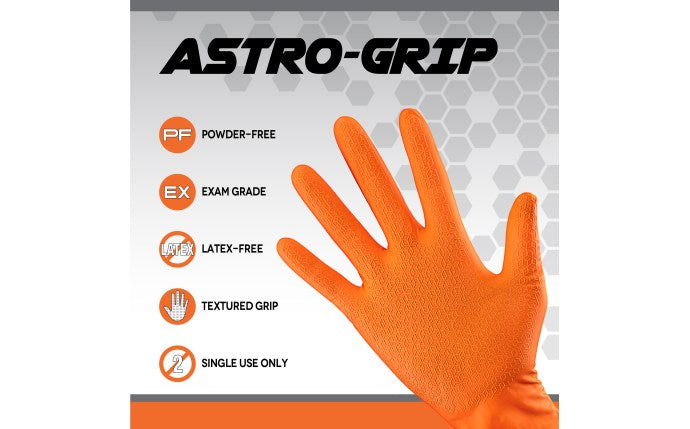 SAS SAFETY 66473 Astro-Grip® Powder-Free Exam Grade Nitrile Disposable Gloves - 7 Mil - 100PK - L