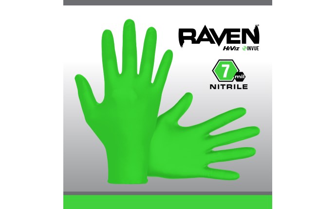 SAS SAFETY 66550 Raven® InVue Powder-Free Exam Grade Nitrile Disposable Gloves - 7 Mil - 100PK - S