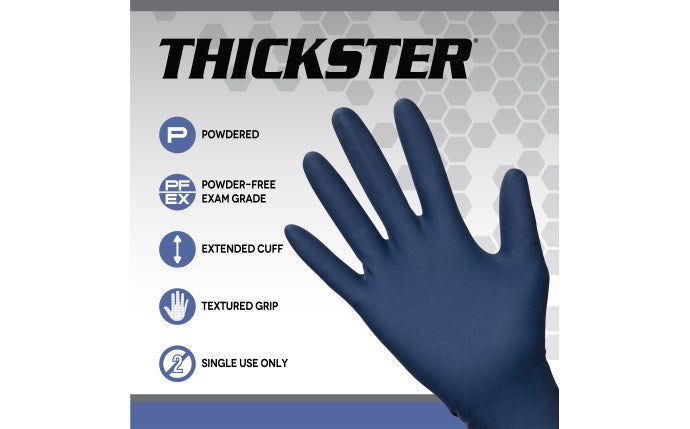SAS Safety 6602-20 Thickster Powder-Free Latex Exam Gloves – 14 Mil Thick, Medium (50PK)