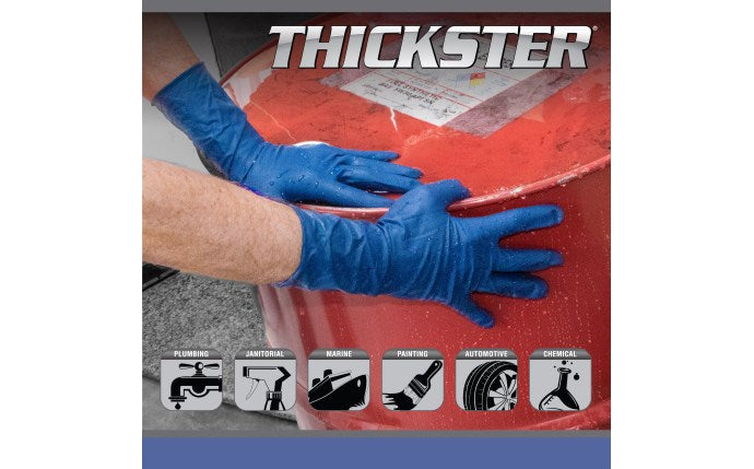 SAS Safety 6602-20 Thickster Powder-Free Latex Exam Gloves – 14 Mil Thick, Medium (50PK)