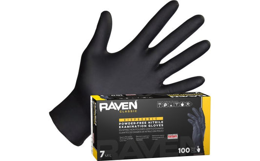 SAS SAFETY 66517 Raven® Powder-Free Exam Grade Nitrile Disposable Gloves - 7 Mil - 100PK - M
