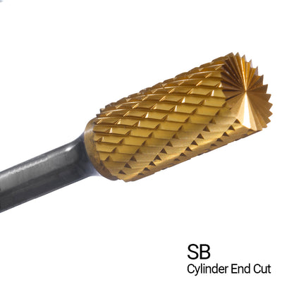 CHAMPION SB3-IPAC CYLINDER W/END CUT Double Cut TiN Coated Carbide Bur