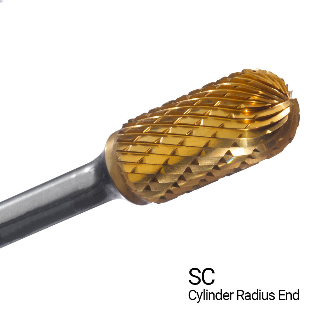 CHAMPION SC1-IPAC CYLINDER W/RADIUS Double Cut TiN Coated Carbide Bur