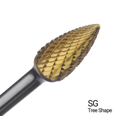 CHAMPION SG1-IPAC TREE W/POINTED Double Cut TiN Coated Carbide Bur