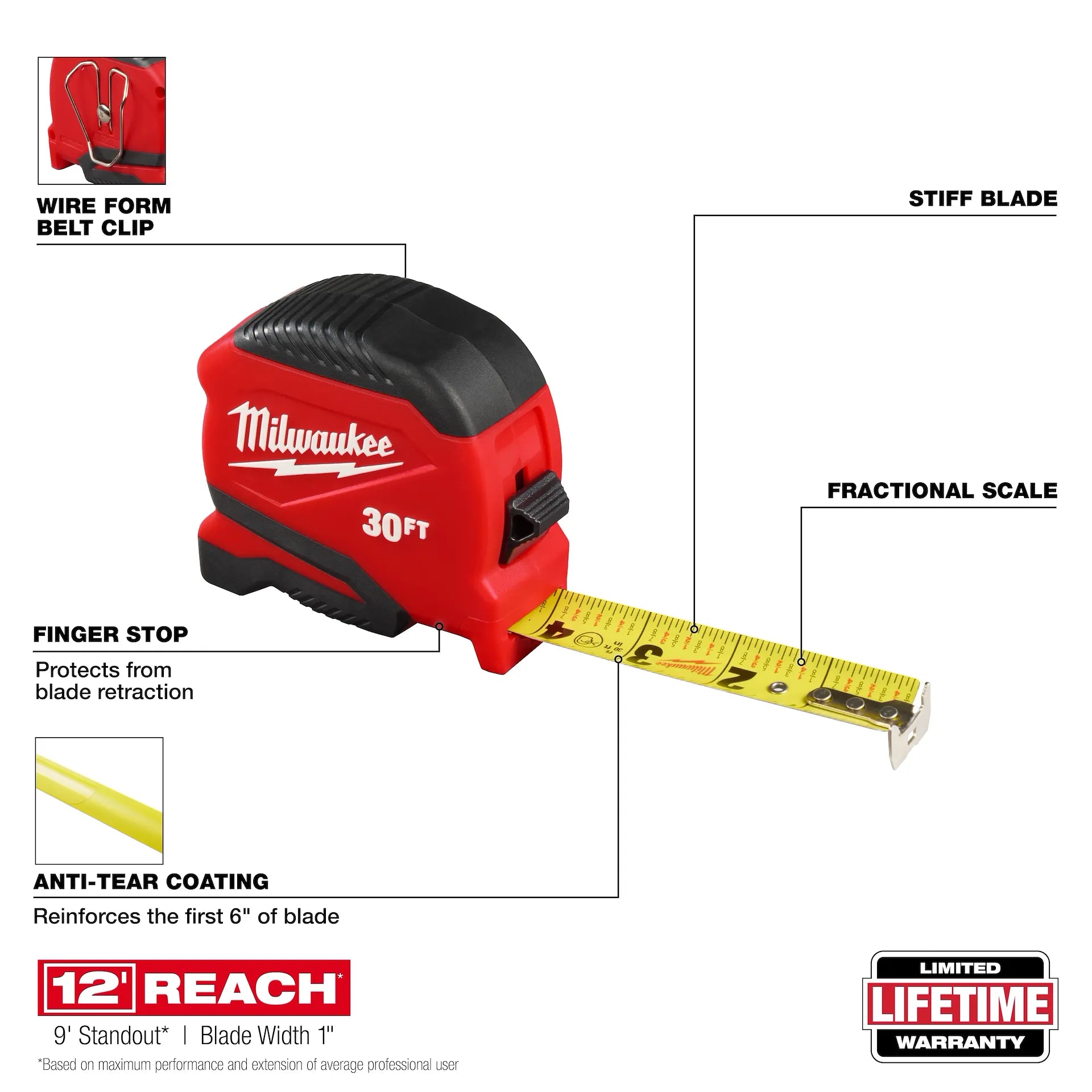 MILWAUKEE 48-22-1730 30ft Compact Tape Measure
