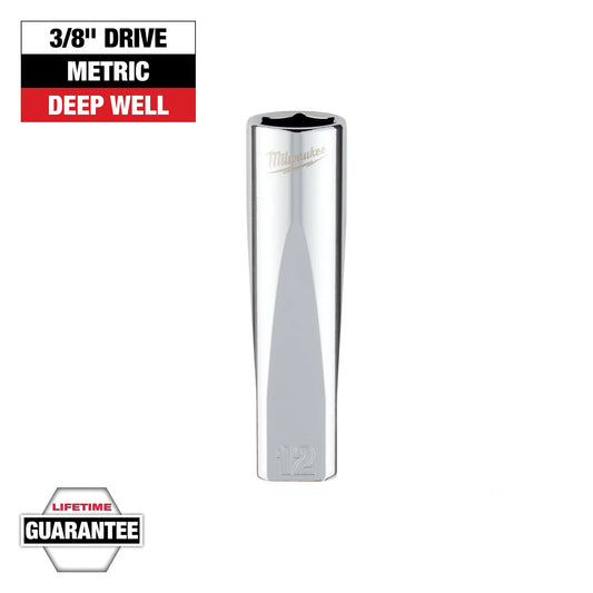 MILWAUKEE 45-34-0012 3/8" Drive 12mm Metric Deep Socket with FOUR FLAT™ Sides