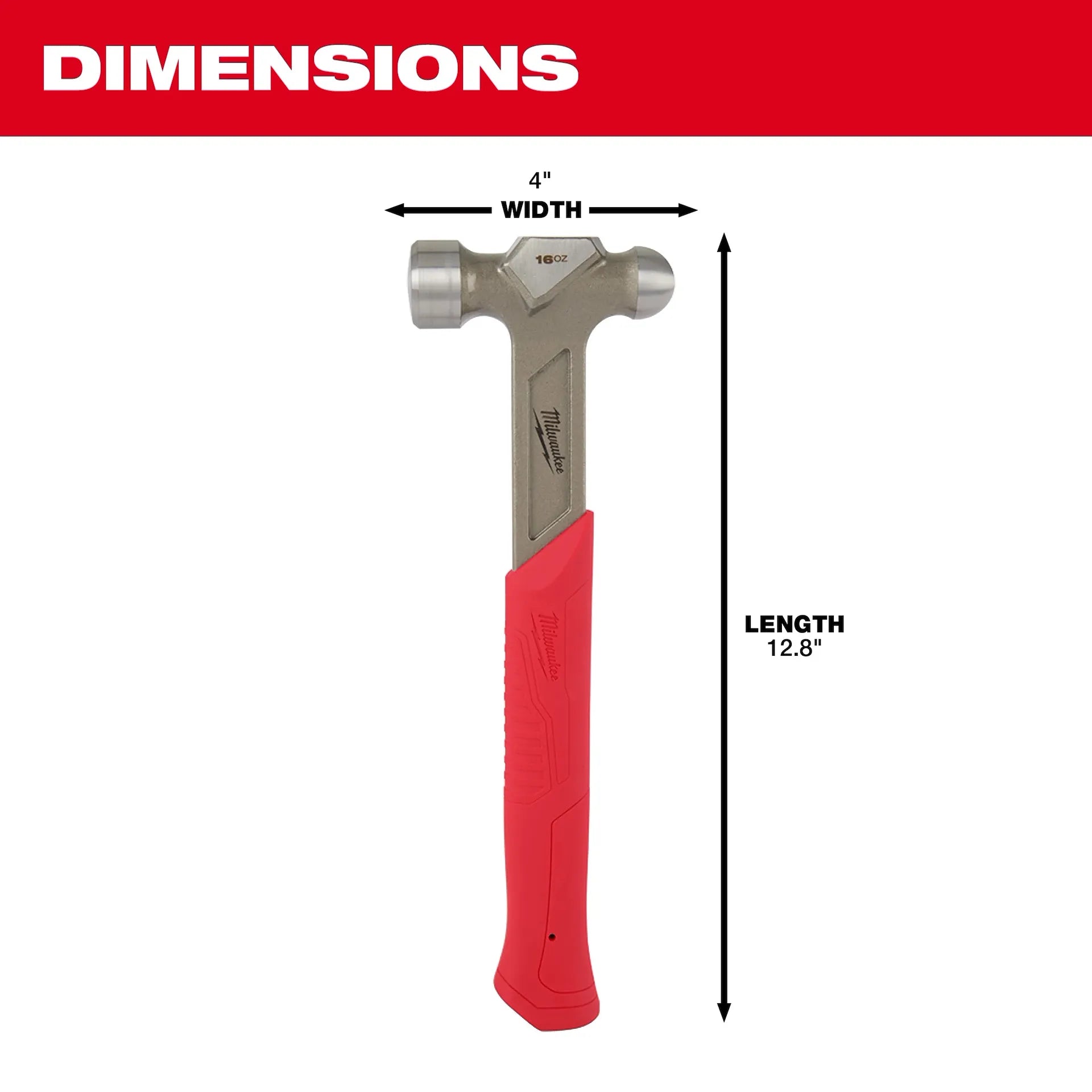 MILWAUKEE 48-22-9130 16oz Steel Ball Peen Hammer
