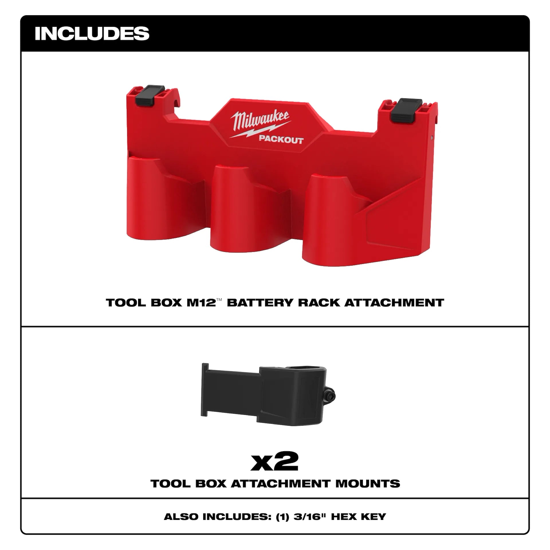 MILWAUKEE 48-22-8604 PACKOUT™ Tool Box M12™ Battery Rack Attachment