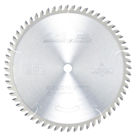 AGE MD10-601C 10" x 60T TCG General Purpose Blade – 6° Hook, 5/8" Bore, Carbide Tipped