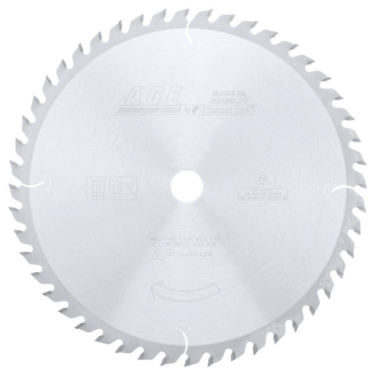 A.G.E. MD12-480 12" x 48T Carbide Tipped General Purpose Circular Saw Blade – ATB Grind, 15° Hook, 1" Bore