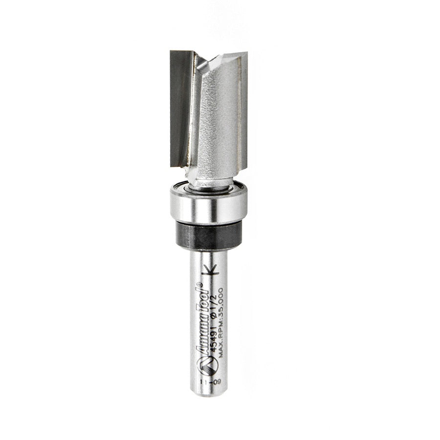 AMANA 45491 Carbide Tipped Flush Trim Plunge Template 1/2 Dia x 3/4 x 1/4 Inch Shank with Upper BB