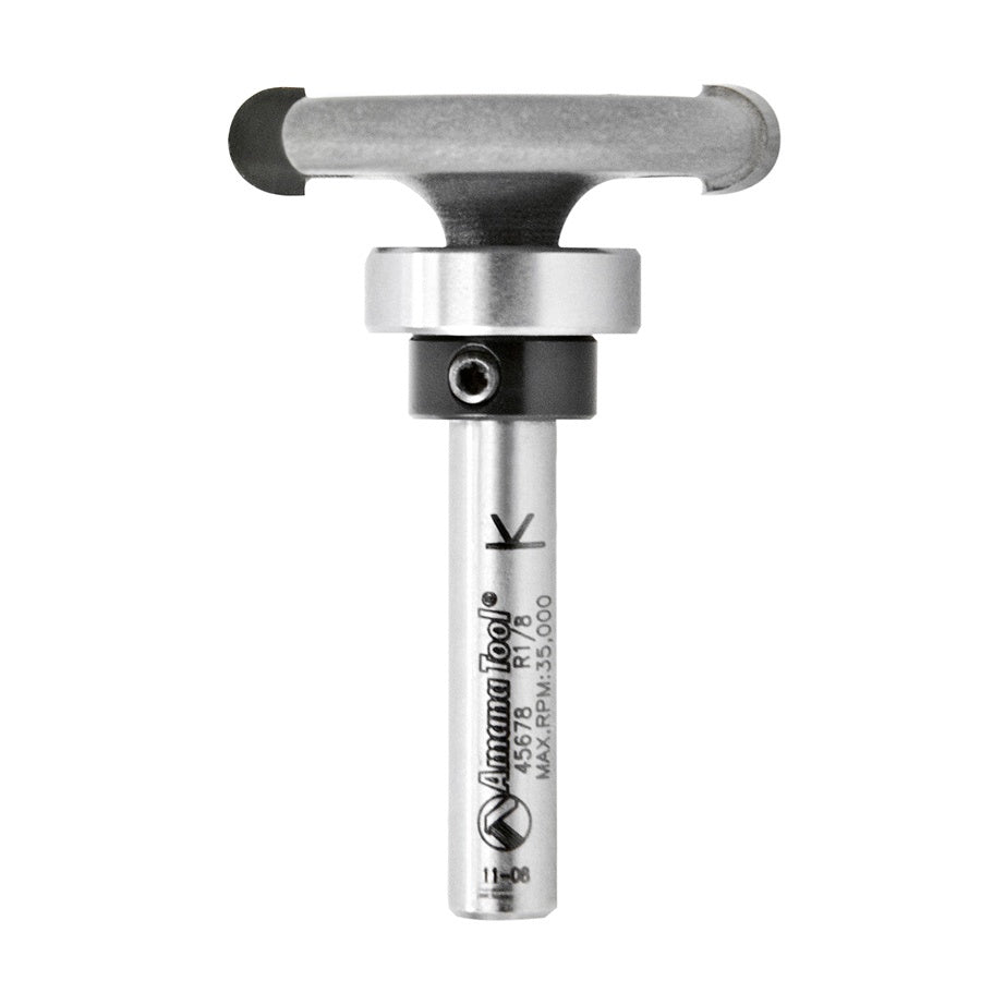 AMANA 45678 Carbide Tipped Flooring Rounded Dedicated Cutter 1/8 Radius x 1-1/4 Dia x 1/4 x 1/4 Inch Shank with Upper BB