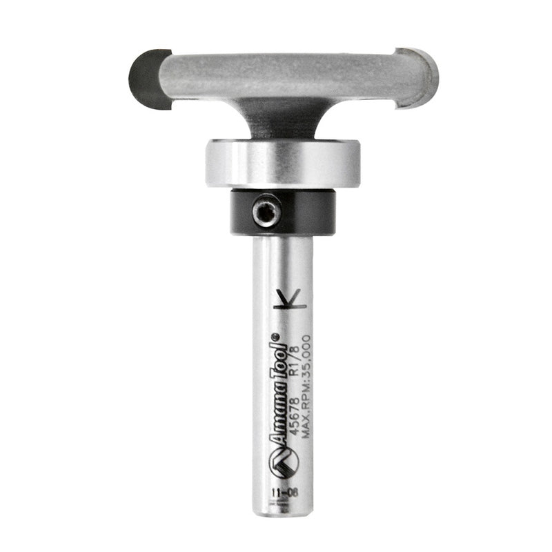 AMANA 45678 Carbide Tipped Flooring Rounded Dedicated Cutter 1/8 Radius x 1-1/4 Dia x 1/4 x 1/4 Inch Shank with Upper BB