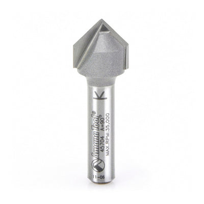 AMANA 45704 Carbide Tipped V-Groove 90 Deg x 1/2 Dia x 1/4 x 1/4 Inch Shank
