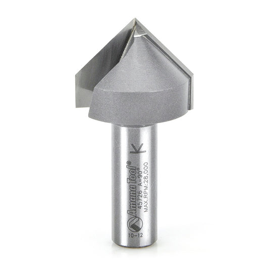 AMANA 45726 Carbide Tipped V-Groove 90 Deg x 1-1/4 Dia x 9/16 x 1/2 Inch Shank