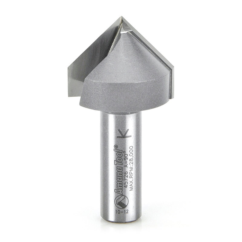 AMANA 45726 Carbide Tipped V-Groove 90 Deg x 1-1/4 Dia x 9/16 x 1/2 Inch Shank