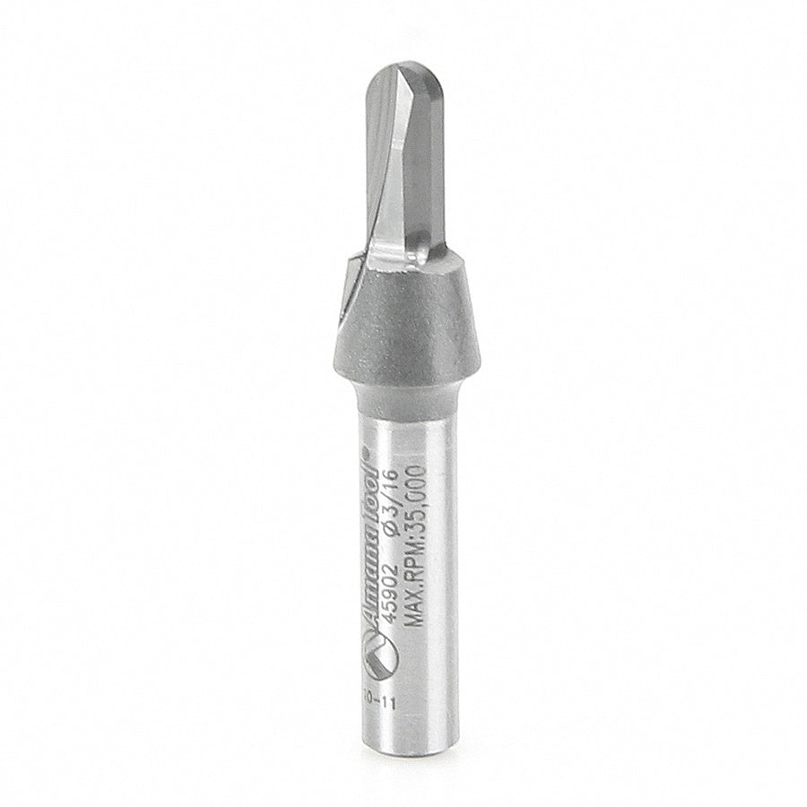 AMANA 45902 Solid Carbide (Brazed To Steel Shank) Core Box 3/32 Radius x 3/16 Dia x 1/2 x 1/4 Inch Shank