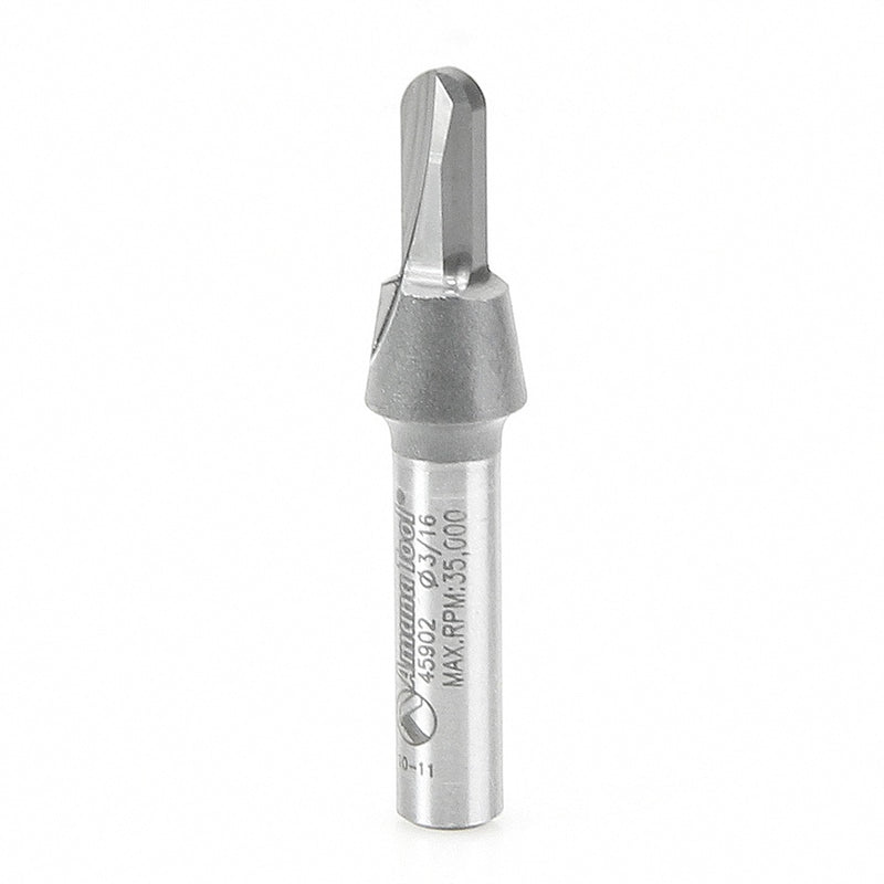 AMANA 45902 Solid Carbide (Brazed To Steel Shank) Core Box 3/32 Radius x 3/16 Dia x 1/2 x 1/4 Inch Shank