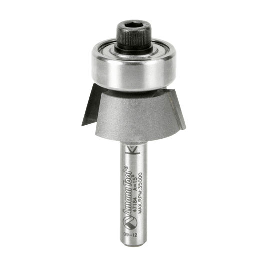 AMANA 47184 Carbide Tipped Dynabit Laminate Trim Bevel Bit – 15° x 1-1/8" Dia x 1/4" Shank