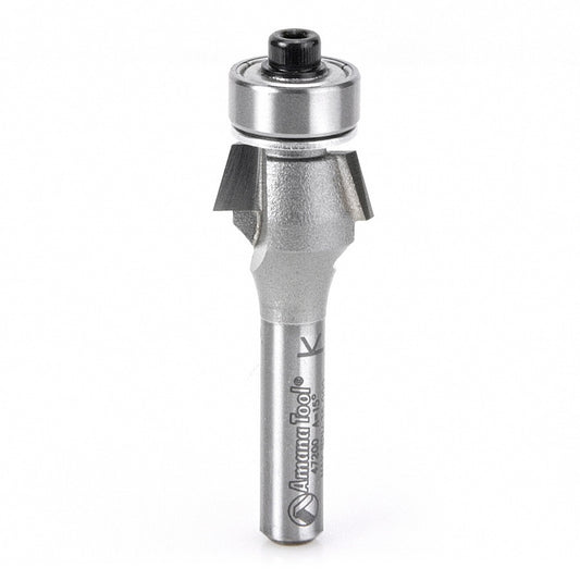 AMANA 47200 Carbide Tipped Bevel Laminate Trim 15 Deg x 5/8 Dia x 1/4 x 1/4 Inch Shank with Ball Bearing