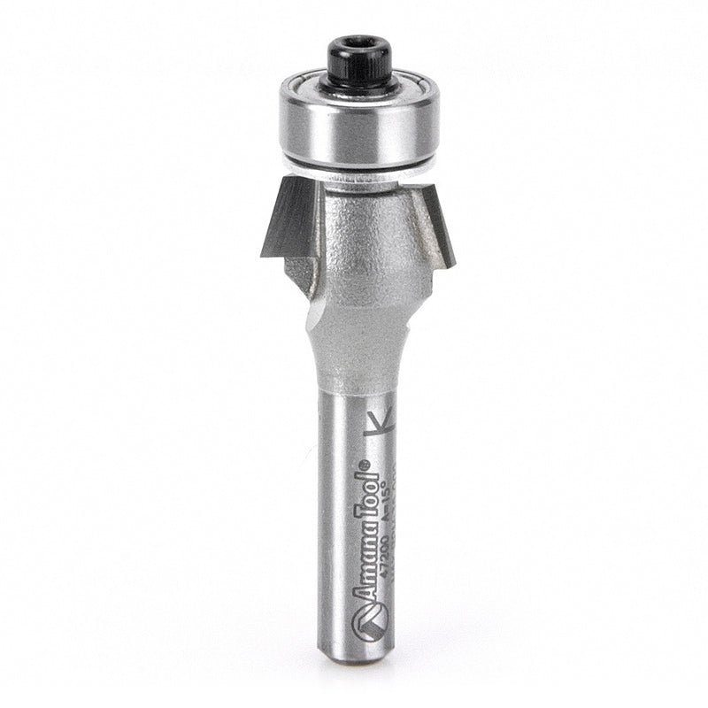 AMANA 47200 Carbide Tipped Bevel Laminate Trim 15 Deg x 5/8 Dia x 1/4 x 1/4 Inch Shank with Ball Bearing