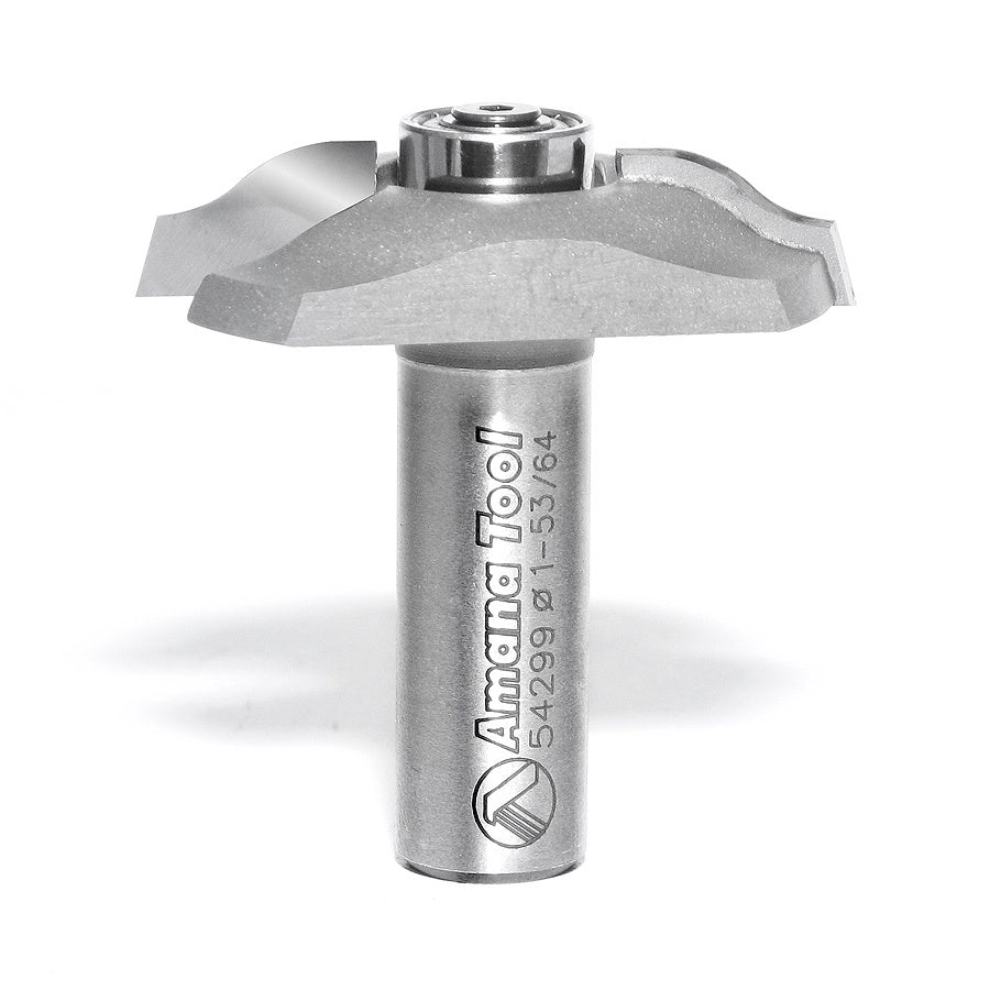 AMANA 54299 Carbide Tipped Base Molding Ogee Edge Detail with BB 19/64 x 13/32 Radius x 1-53/64 Dia x 3/8 x 1/2 Inch Shank