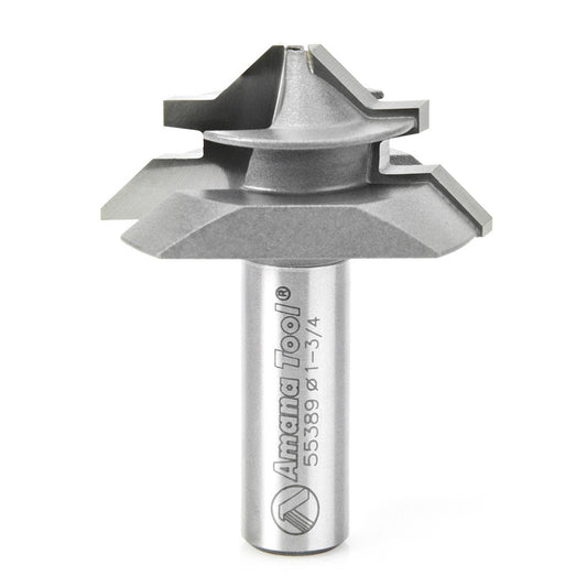 AMANA 55389 Carbide Tipped Lock Miter 45 Deg x 1-3/4 Dia x 7/8 x 1/2 Inch Shank for 3/8 - 3/4 Material