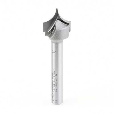 AMANA 56128 Carbide Tipped Point Cutting Roundover 19/64 Radius x 19/32 Dia x 1/2 x 1/4 Shank Router Bit