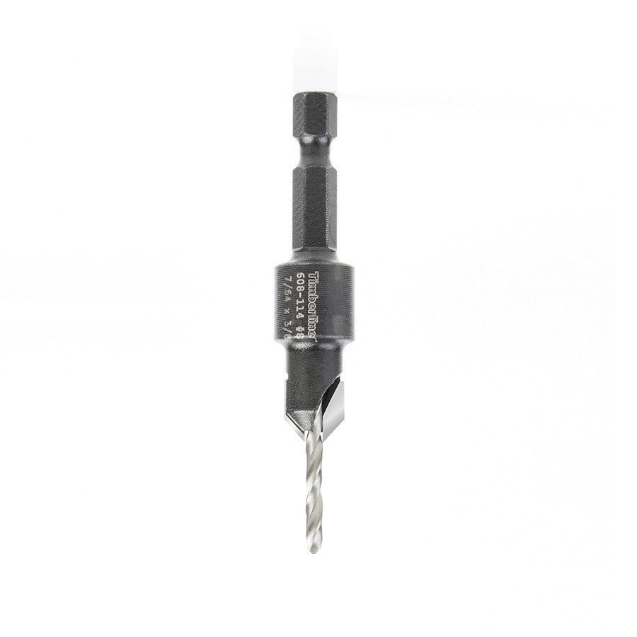 TIMBERLINE 608-114 Carbide Tipped Countersink 7/64 D x 1/4 Quick Release Hex SHK for Wood Screw #8
