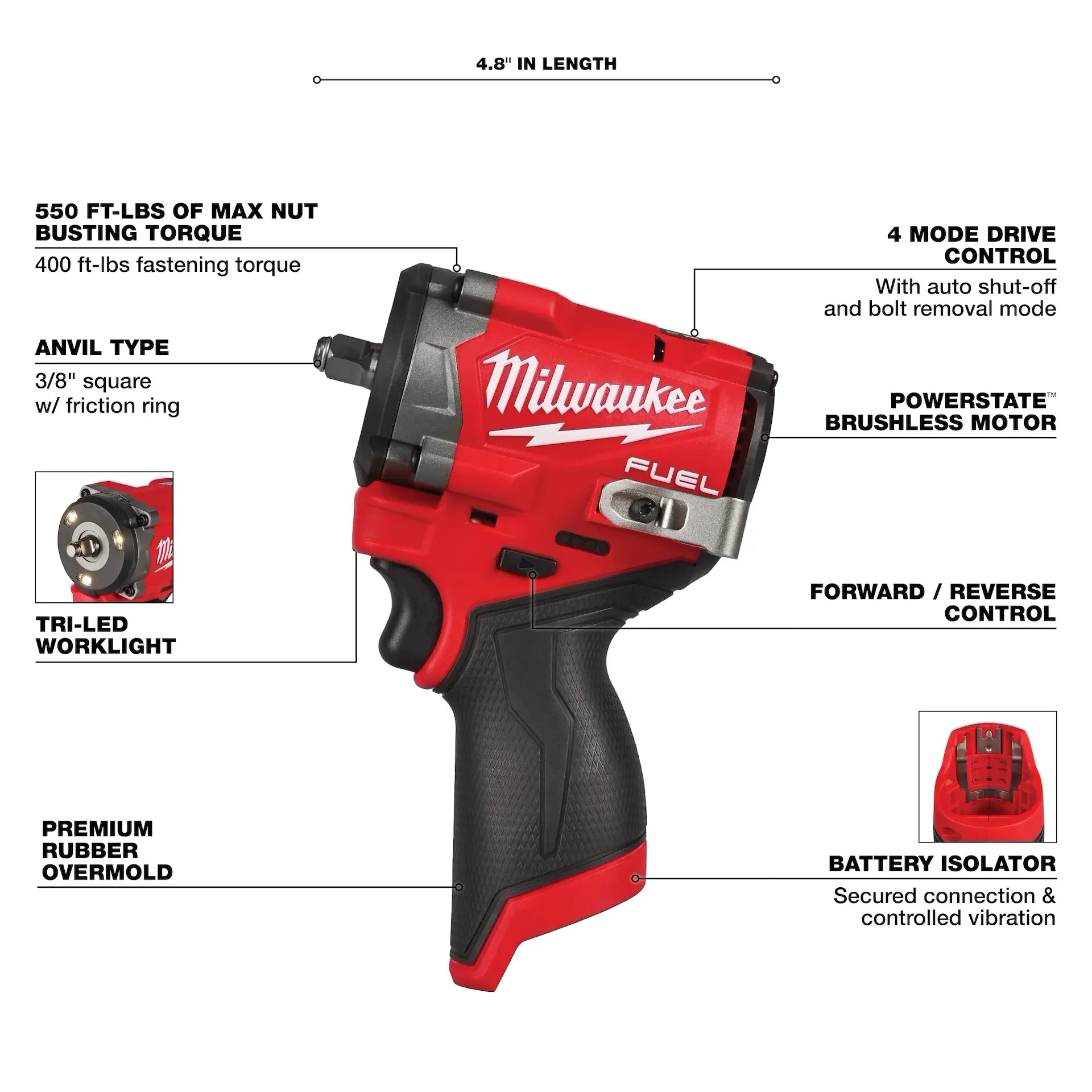 MILWAUKEE 2562-20 M12 FUEL™ Stubby 3/8