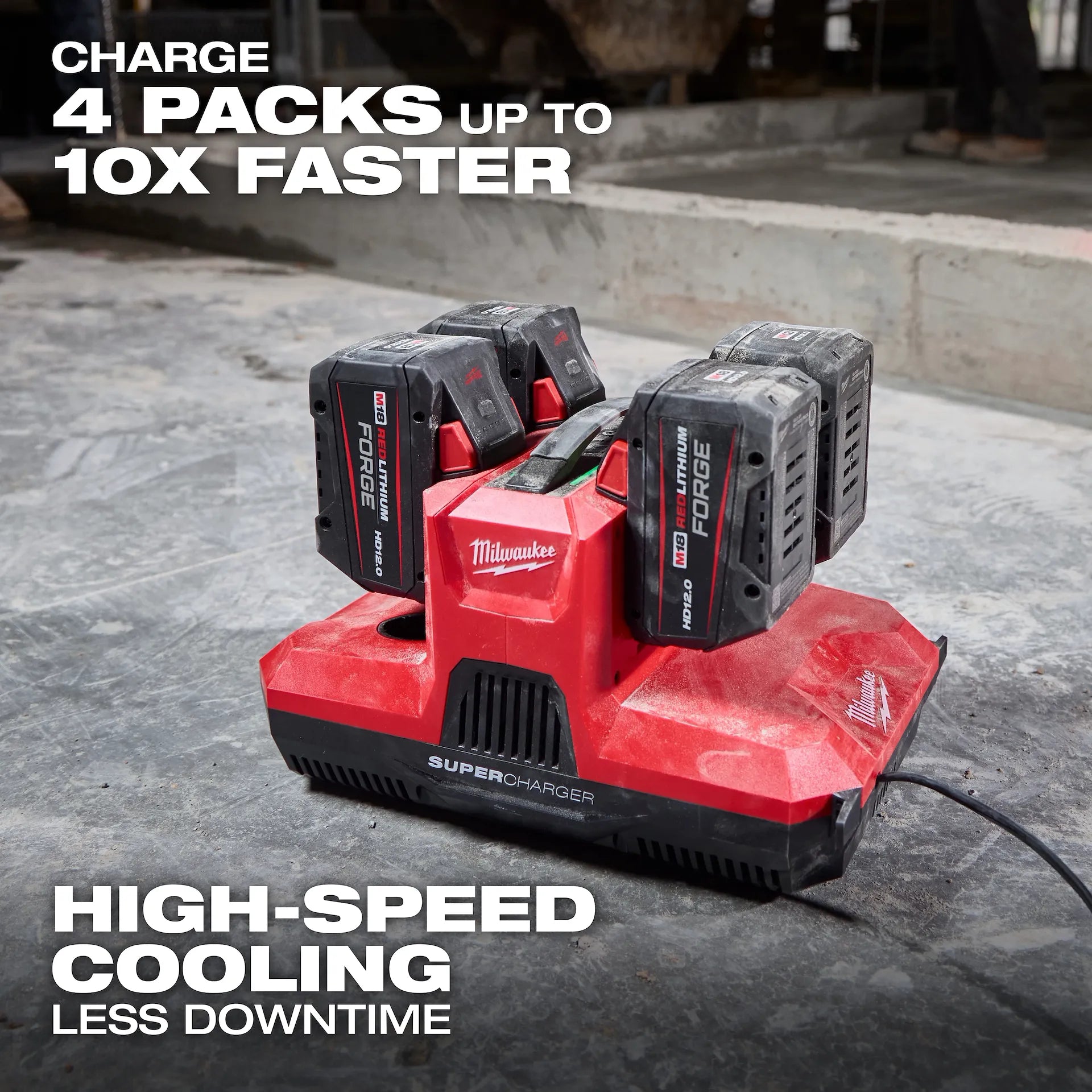 MILWAUKEE 48-59-1818 M18™ & M12™ Four Bay Simultaneous Super Charger w/ PACKOUT™ Compatibility