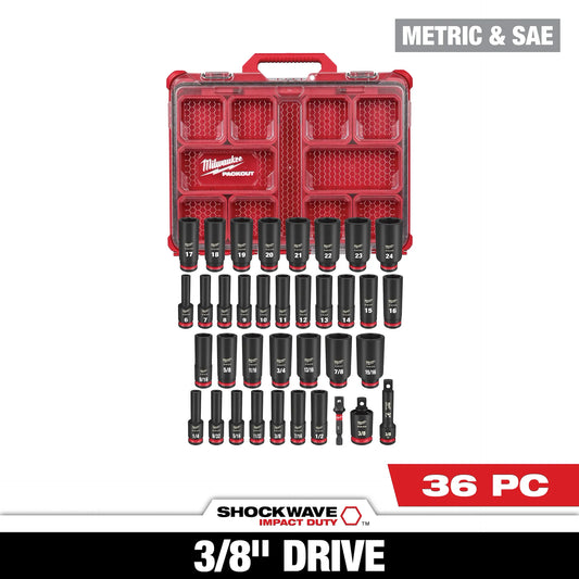 MILWAUKEE 49-66-6805 36PC SHOCKWAVE™ Impact Duty Socket 3/8” Drive Set with PACKOUT™