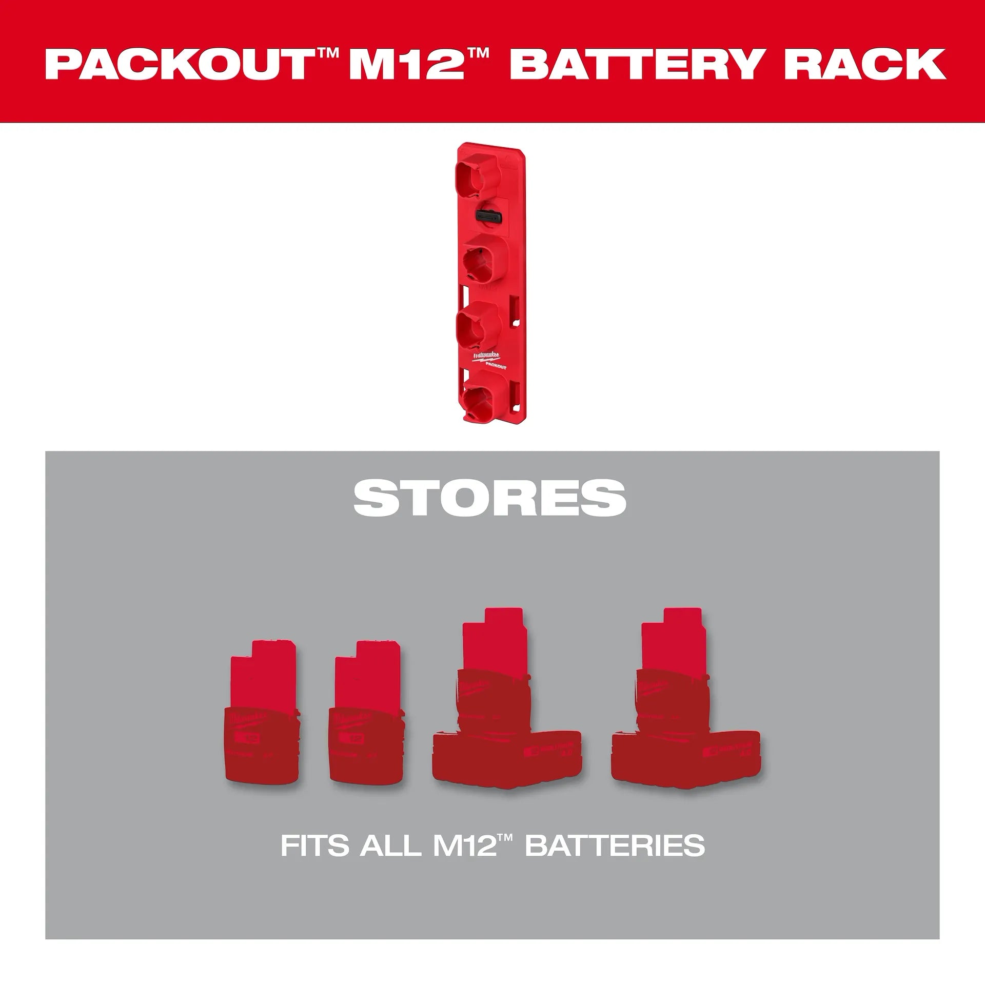 MILWAUKEE 48-22-8338 PACKOUT™ M12™ Battery Rack