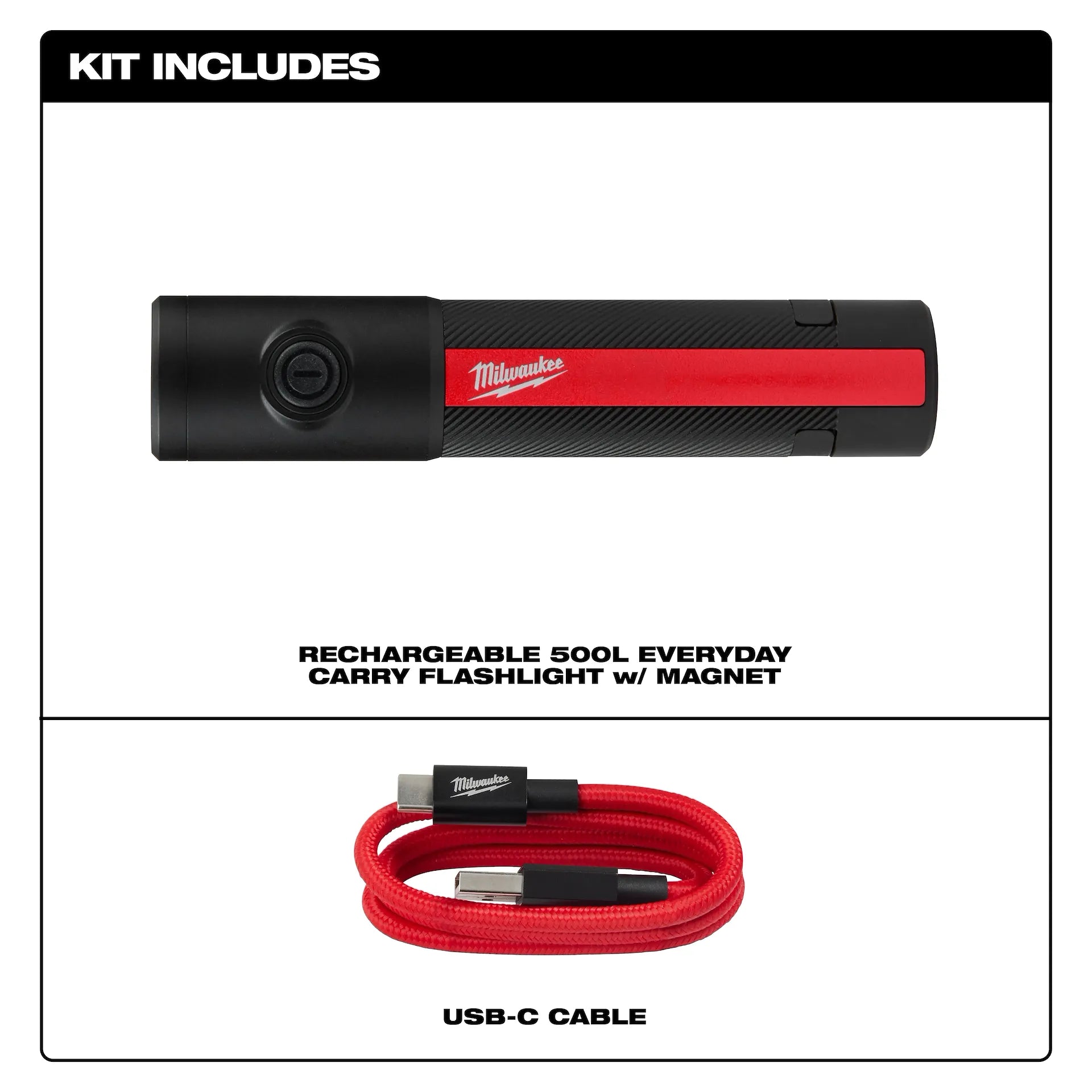 MILWAUKEE 2011R RECHARGABLE 500 LUMEN EVERYDAY CARRY FLASHLIGHT W/ MAGNET
