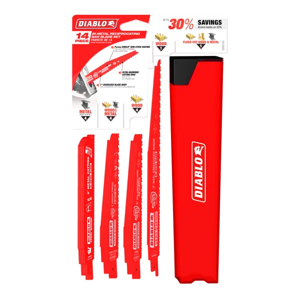 DIABLO DS0014S Bi-Metal Reciprocating Saw Blade Set (14-pc)