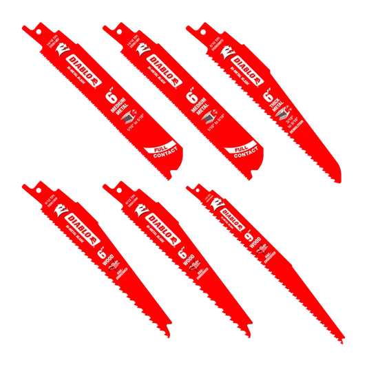 DIABLO DS006S Bi-Metal Reciprocating Saw Blade Set for Wood and Metal Demolition (6-pc)