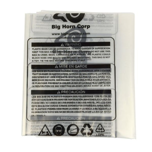 BIG HORN 11789 19.5" DIAMETER CLEAR PLASTIC DUST COLLECTION BAG 30.5" X 33" - 5PK