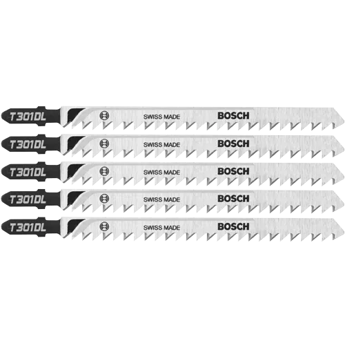 BoschT301DL 5 pc. 5-1/4 In. 6 TPI Clean for Wood T-Shank Jig Saw Blades