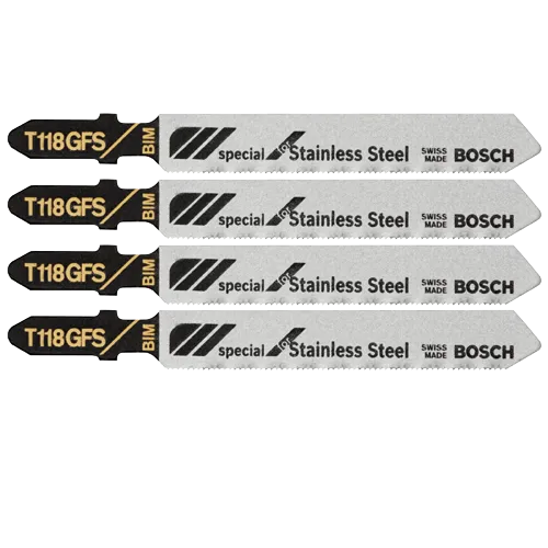 BOSCH T118GFS 5 pc. 3-1/4 In. 36 TPI Basic for Stainless Steel T-Shank Jig Saw Blades
