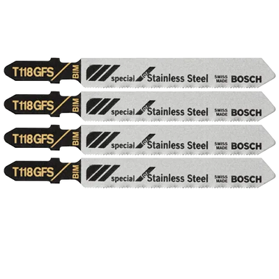 BOSCH T118GFS 5 pc. 3-1/4 In. 36 TPI Basic for Stainless Steel T-Shank Jig Saw Blades