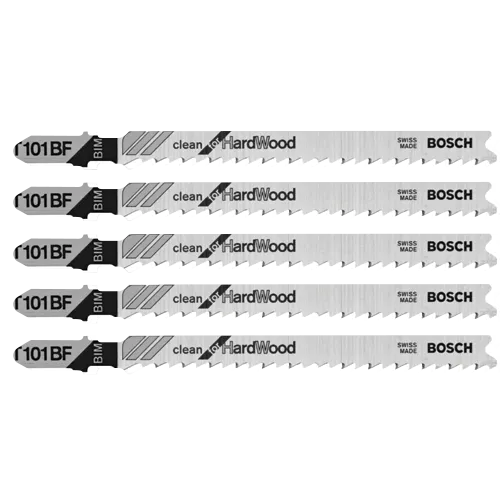 BOSCH T101BF 5 pc. 4 In. 10 TPI Variable Pitch Clean for Hardwood T-Shank Jig Saw Blades