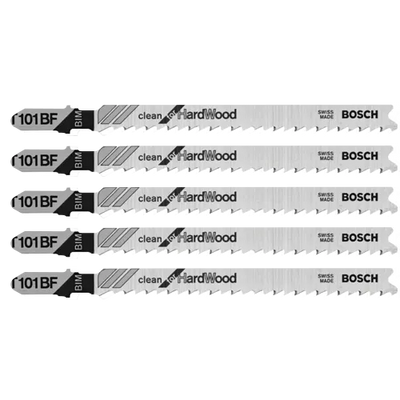 BOSCH T101BF 5 pc. 4 In. 10 TPI Variable Pitch Clean for Hardwood T-Shank Jig Saw Blades